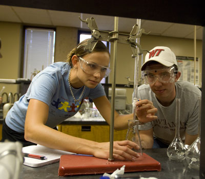 students with test tube